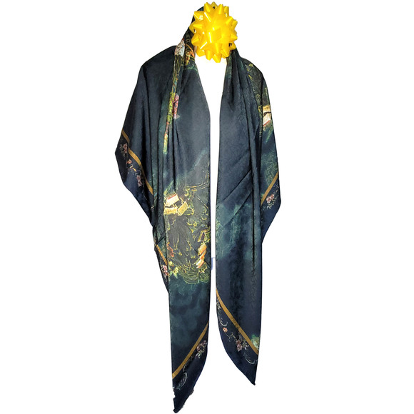 NWT Double Sided Silk Scarf 52"x52" Large Square Shawl Wrap XiangYunSha 3658 - Picture 8 of 11